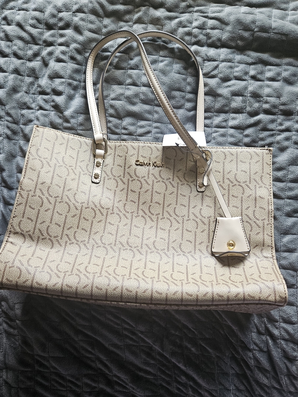 Calvin Klein Beige Logo Tote Bag